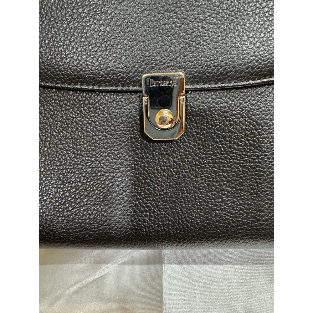 Burberry Leather Top Handle Satchel Bag With Nova Check Lining with COA - Picture 4 of 16